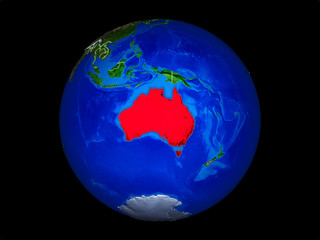 Australia on planet planet Earth with country borders. Extremely detailed planet surface.