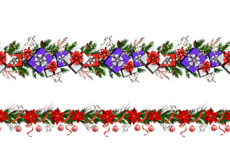 Set of n Seamless Christmas borders