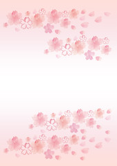 桜　水彩　手描き　背景　レッドピンク