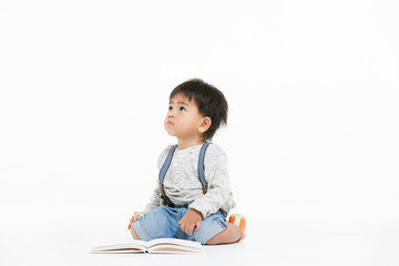 Asian kid on isolated background