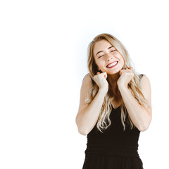 Fototapeta premium Beautiful woman feeling very happy excited.