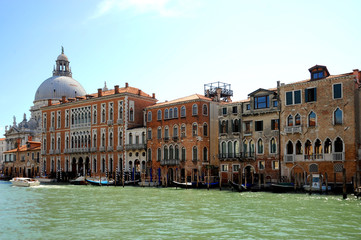 Traveling on the Grand Canal in Venice, Italy.