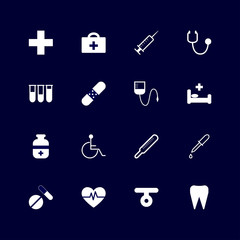 Set with medical icons. Vector illustration in flat style
