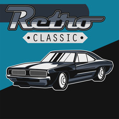 Retro style muscle car - Vector