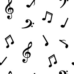 Seamless pattern with notes. Vector illustration in flat style.
