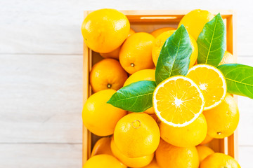 Fresh oranges fruit on table