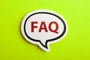 FAQ Speech Bubble Isolated On Yellow Background