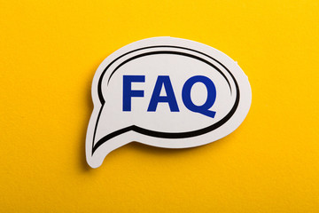 FAQ Speech Bubble Isolated On Yellow Background