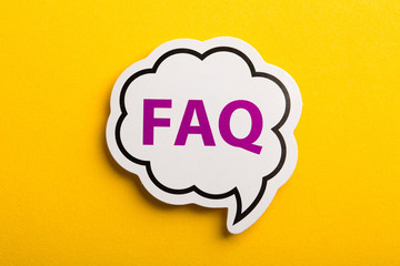 FAQ Speech Bubble Isolated On Yellow Background