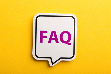 FAQ Speech Bubble Isolated On Yellow Background