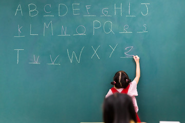 Teacher play fill in the blanks game with student..