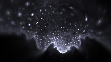 Abstract silver sparkles. Fantasy holiday background. Digital fractal art. 3d rendering.