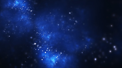 Naklejka na ściany i meble Abstract blue sparkles. Fantasy holiday background. Digital fractal art. 3d rendering.