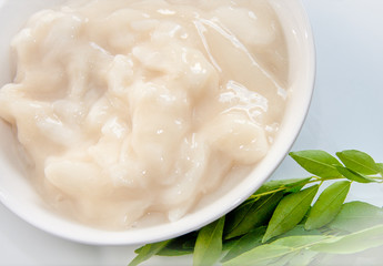 A bowl of fresh soursop flesh without seeds