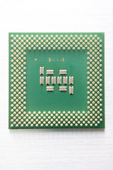 CPU (Central Processing Unit) top view microchip isolated on white background