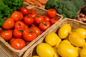  fresh assortment of vegetables and fruits to the farm market