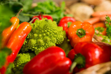  fresh assortment of vegetables and fruits to the farm market