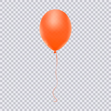 Realistic orange balloon isolated on transparent background. Vector illustration