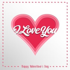 valentines day card with heart with I love you text