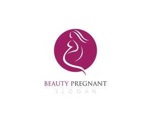 women pregnant logo vector icon template