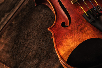 violin on wood background