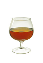 A glass of brandy on a white background. Isolated on white.