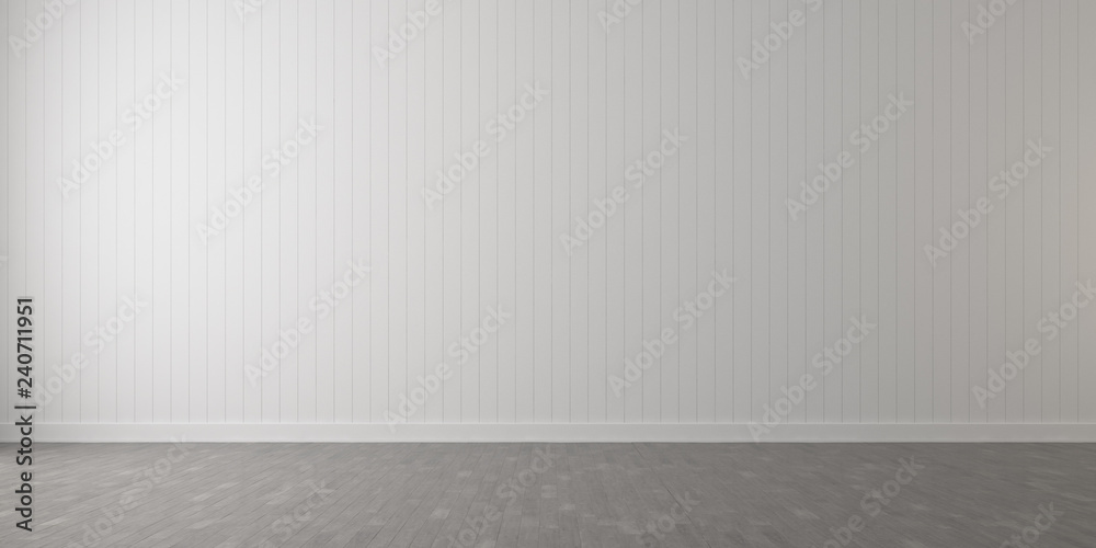 Poster 3d stimulate of white room interior and wood laminate floor with sun light cast gradient of shadow o