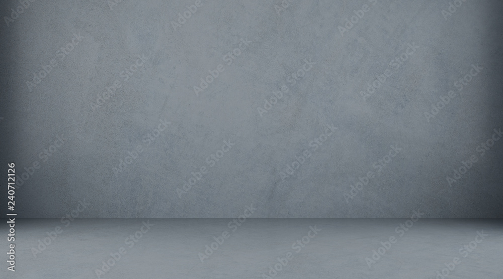 Poster Abstract of empty concrete room space with dark gradient shadow on the wall and floor,Perspective of minimal design architecture.3d render	