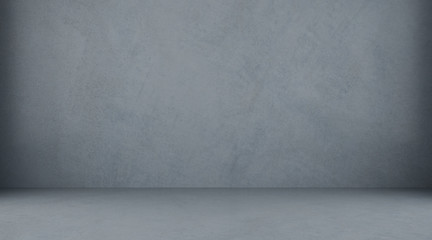 Abstract of empty concrete room space with dark gradient shadow on the wall and floor,Perspective of minimal design architecture.3d render	