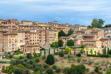 Fototapeta na wymiar View on Siena city from Chiesa di Sant'Agostino. Italy