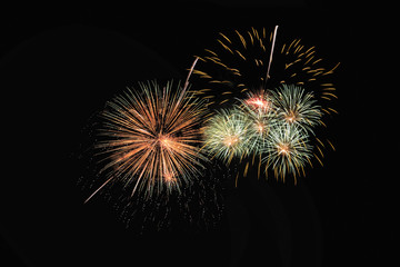 Fototapeta premium Abstract festive colorful fireworks explosion