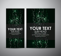 Brochure business design Abstract green digital technology background. Abstract technology communication concept. Various technology elements.