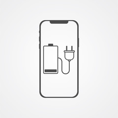 Charging phone vector icon sign symbol