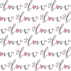 Cartoon cute Valentines day text love seamless pattern vector.
