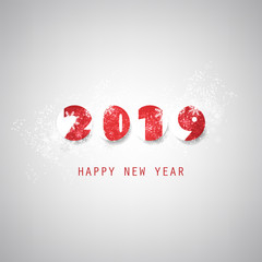 Simple Grey and Red New Year Card, Cover or Background Design Template - 2019 