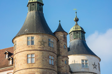 Castle of the Montbeliard town in Doubs department in the Bourgogne Franche Comté region in...