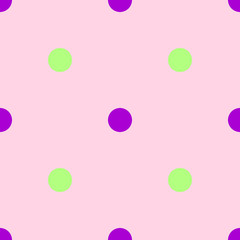 Polka dots seamless pattern green and purple colors