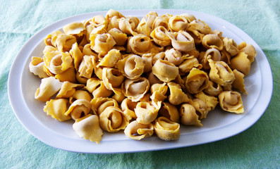 Tortellini in a white plate, italian emilia-romagna pasta
