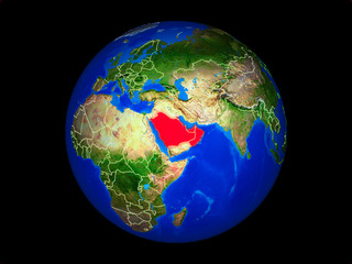 CCASG countries on planet planet Earth with country borders. Extremely detailed planet surface.
