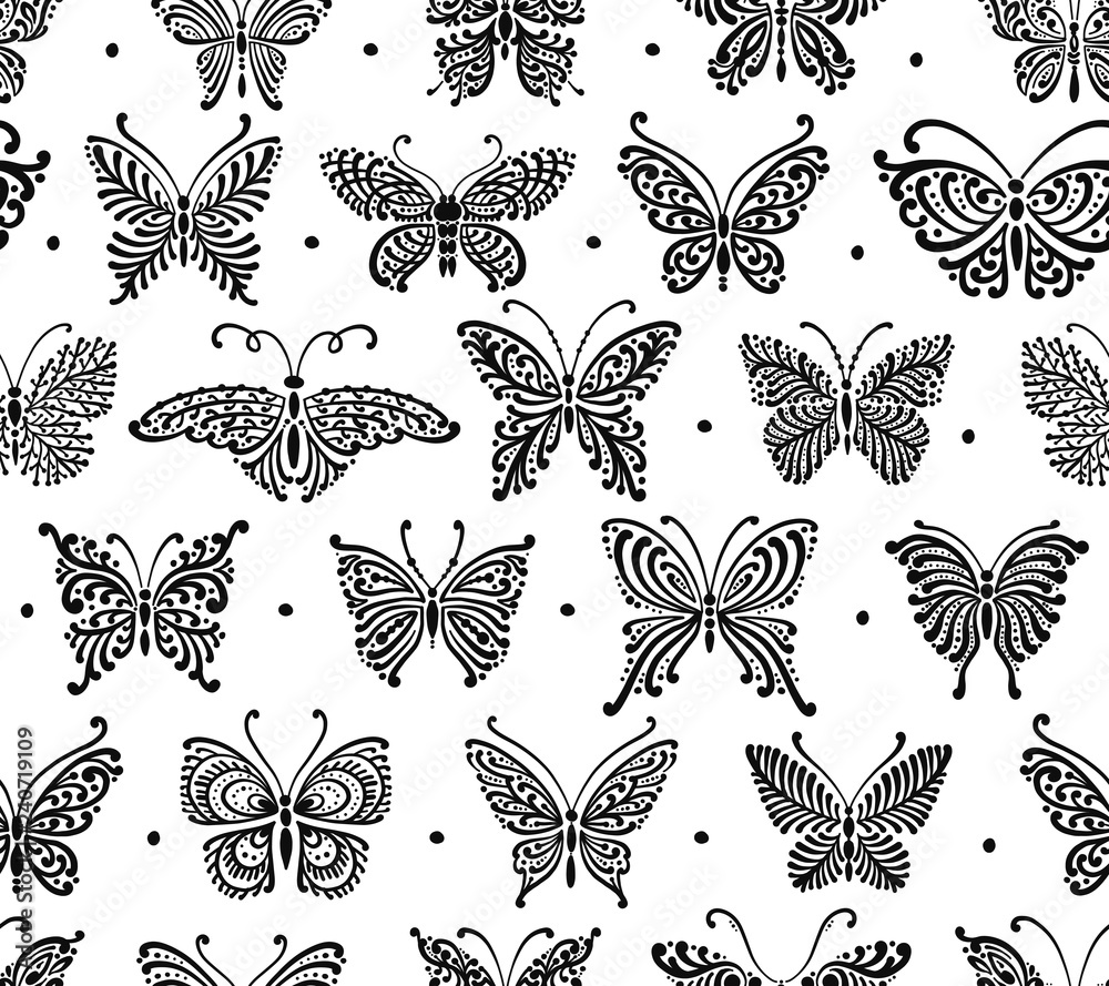 Poster Art butterflies, seamless pattern for your design