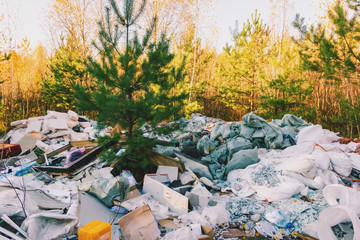 Garbage dump in the forest