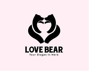 Love bear or panda heart logo design inspiration