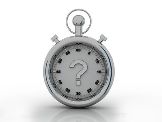 3d rendering question mark in stopwatch