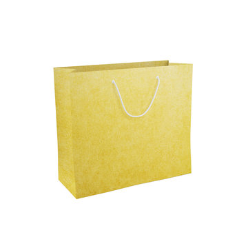 Parchment paper shopping bag, mocap for design, isolated on white background. 3d render, 3d illustration