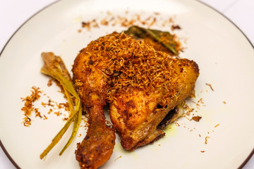 Ayam Serundeng, Chicken fried with Indonesian relish of grated coconut and spices