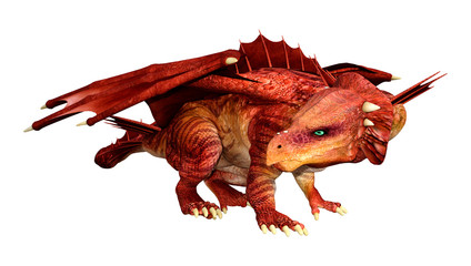 3D Rendering Fairy Tale Dragon on White