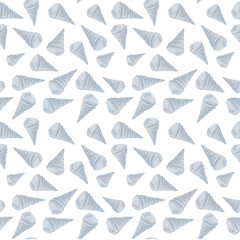 Pattern of seashells. Sea illustration.  Pencil drawing. For cover design, postcards.