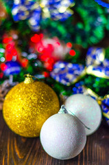 Christmas background, toys on the Christmas tree