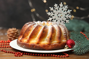 Christmas cupcake on plate
