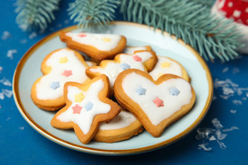 Christmas cookies with white glaze